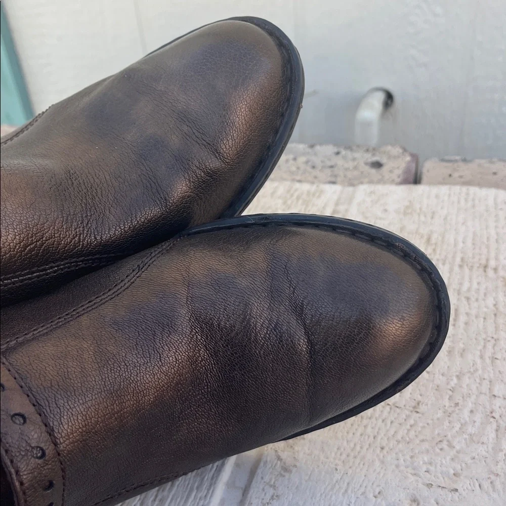 Born Bronze Leather Clogs High Heel Slides 10 / EU 42
